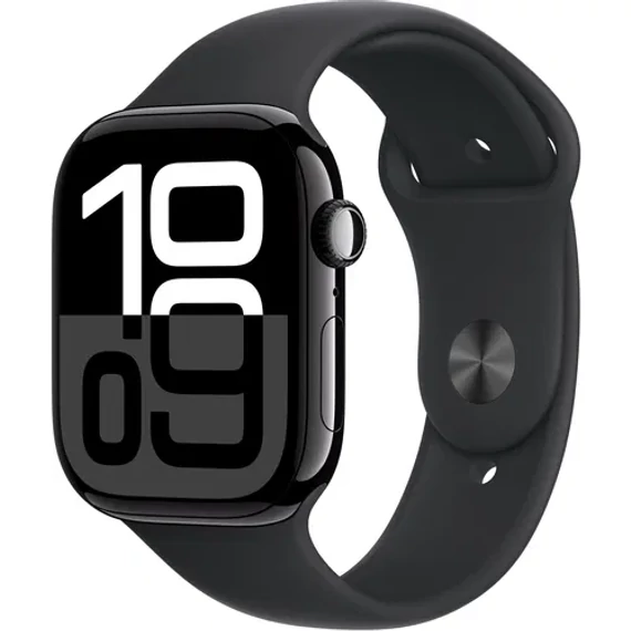 Apple Watch Series 10 42mm Jet Black Aluminium Case with Black Sport Band - S/M