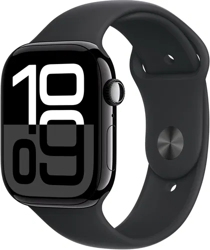 Apple Watch Series 10 42mm Jet Black Aluminium Case with Black Sport Band - S/M