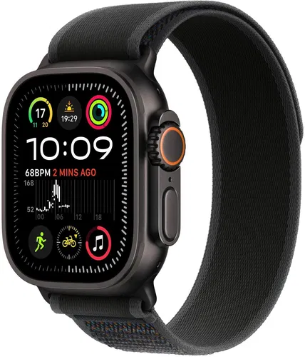 Apple Watch Ultra 2 49mm Black Titanium Case with Black Trail Loop - M/L